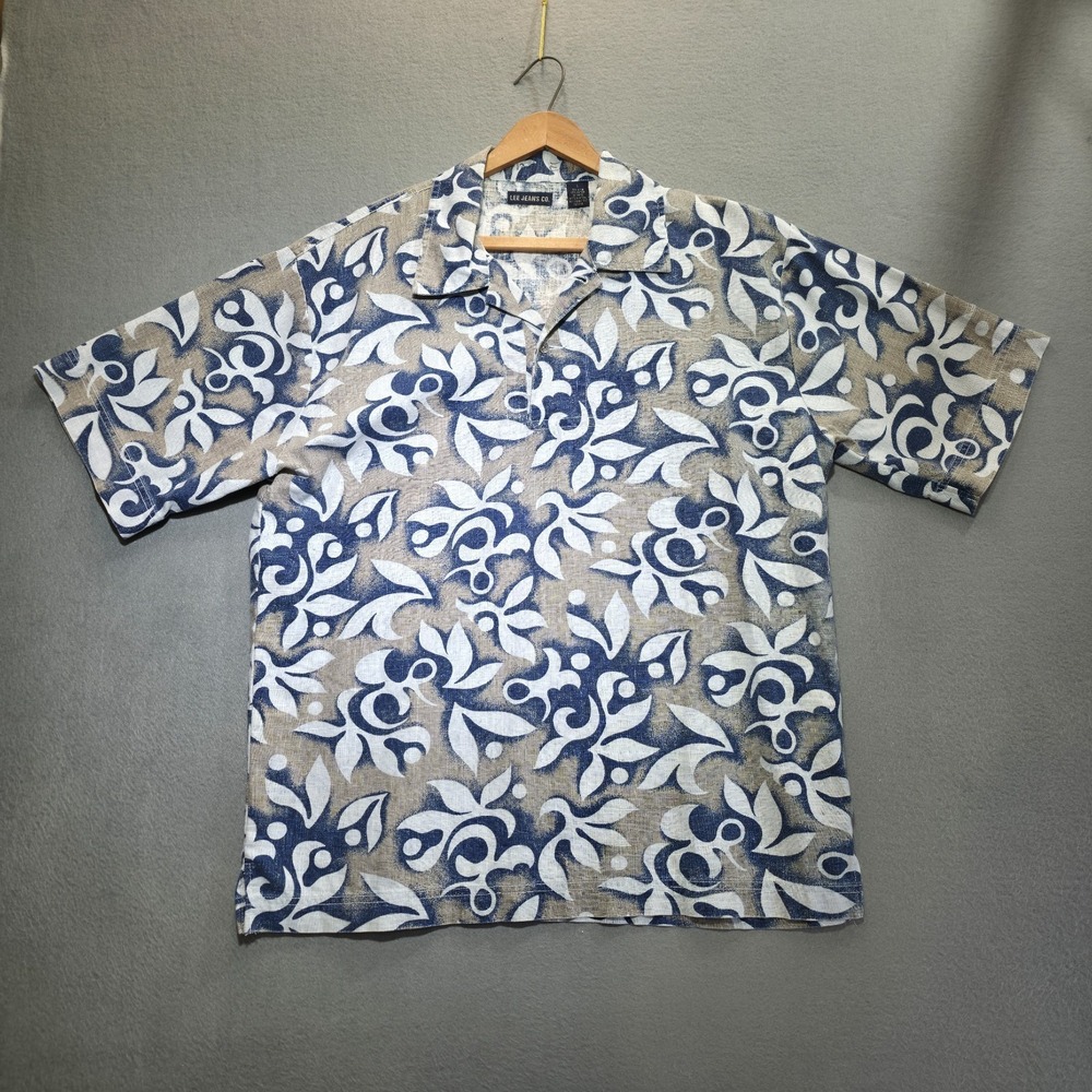 Vintage Lee Jeans‎ Linen Blend Short Sleeve Polo Shirt Size Large